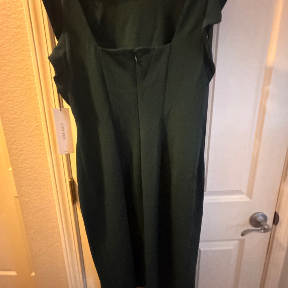 ⭐️NEW Calvin Klein Dark Green Mini Dress with Ruffle Sleeves - Picture 5 of 6